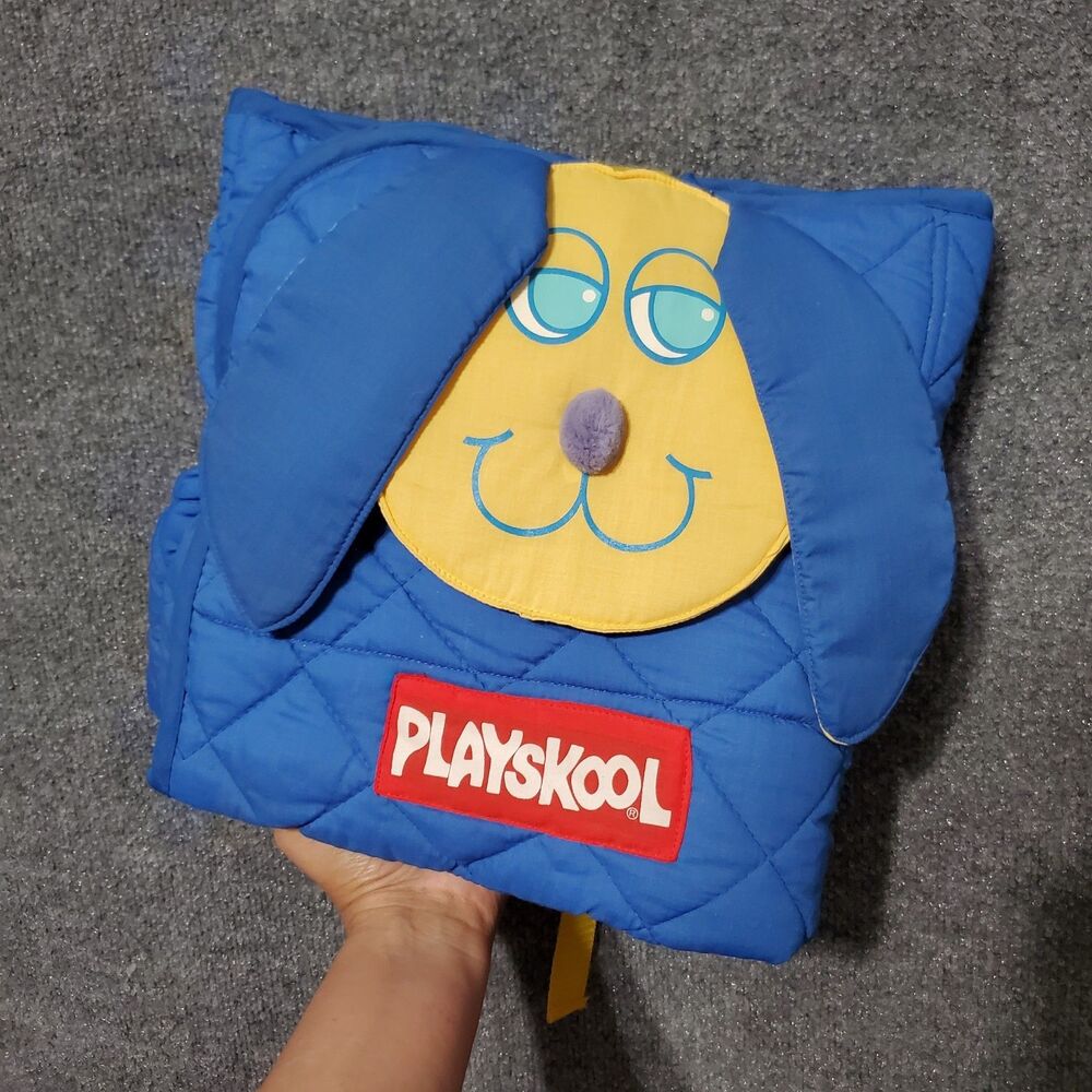 Vintage Puppy Playskool Nap Pal 80s 1986 Blue Yellow Foldable Nap Mat Hasbro Dog
